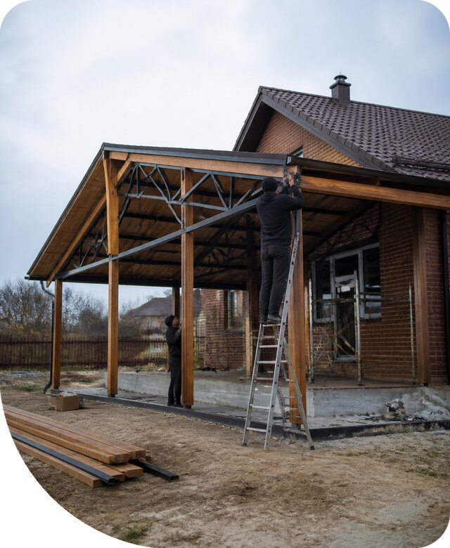 Пристройка навеса к дому и участку в Кингисеппе под ключ